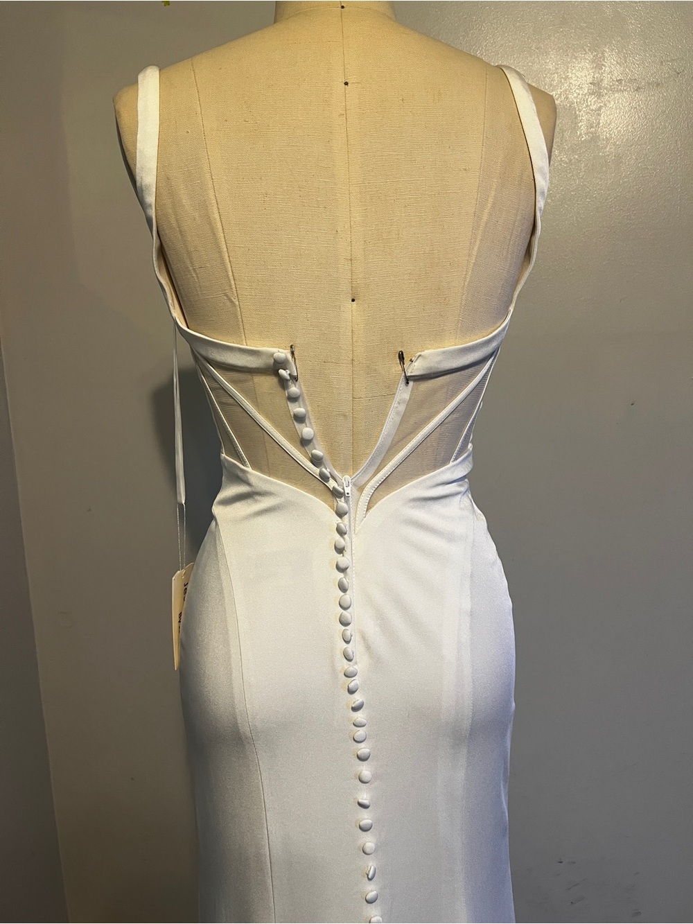 Ivory Square-Neck Wedding Gown with High Thigh Slit - Picture 7 of 7
